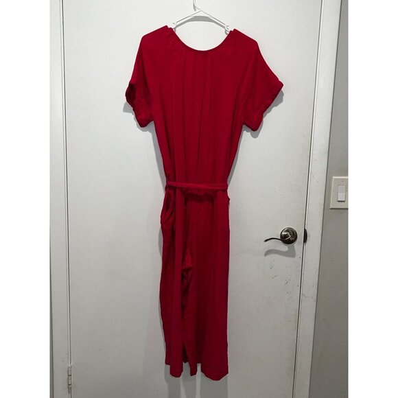 Tommy Bahama Jumpsuit Womens Size L Pink Island soft wide leg Cropped Pockets - Picture 6 of 8